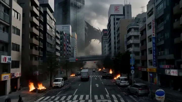 Giant creatures invade a megacity