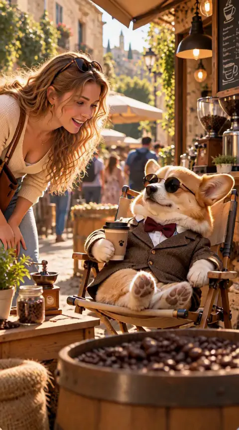 Corgi coffee shop owner