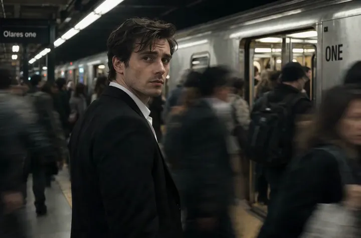 Neo-noir subway platform